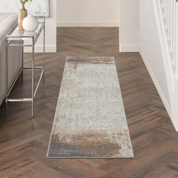 Nourison Elation Abstract Contemporary Grey Ivory Area Rug