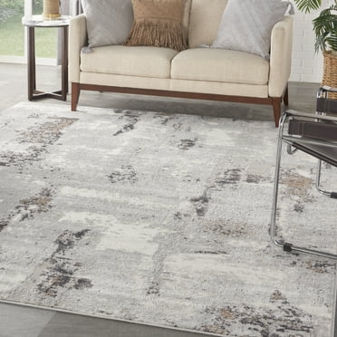 Nourison Elation Abstract Grey Ivory 9' x 12' Area Rug, (9x12)