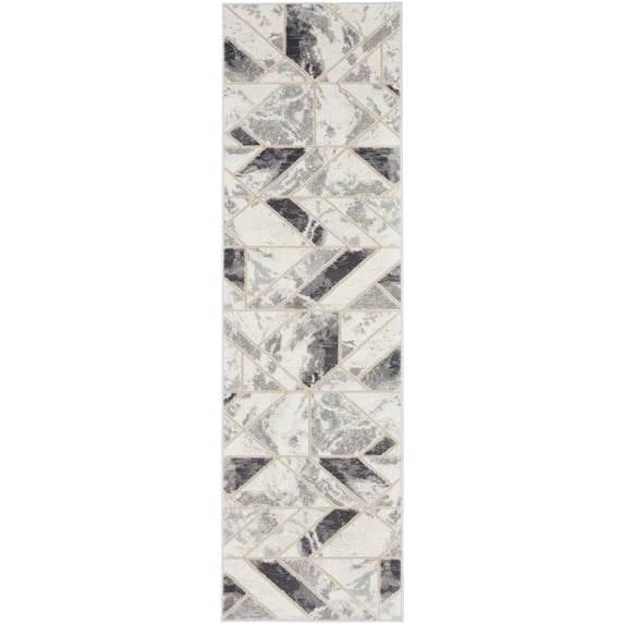 Nourison Elation Abstract Ivory Grey 2'3" x 7'6" Area Rug, (2x8)