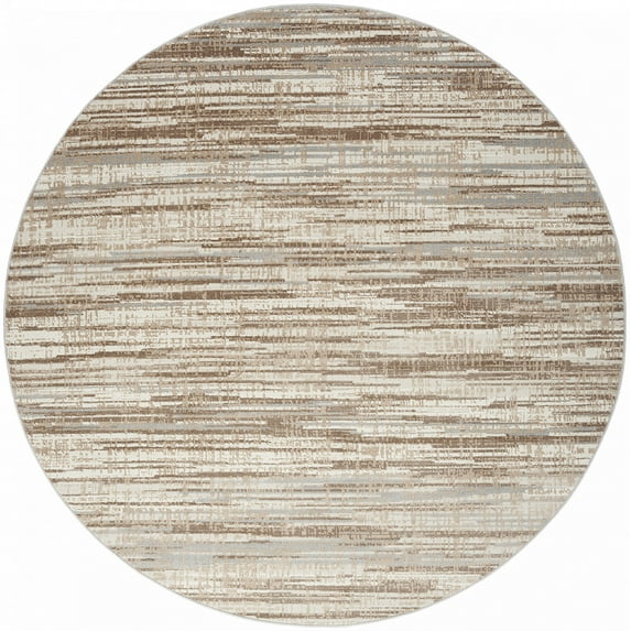 Nourison Elation Abstract Ivory Grey 7'10" x ROUND Area Rug, (8 Round)