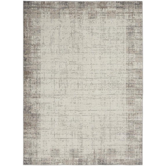 Nourison Elation Abstract Modern Indoor Rug Ivory Grey 6' x 9'