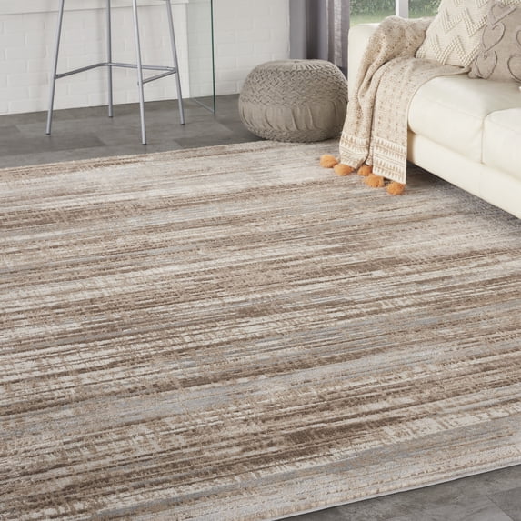 Nourison Elation Abstract Striped Ivory Grey 7'10" x 9'10" Area Rug, (8' x 10')
