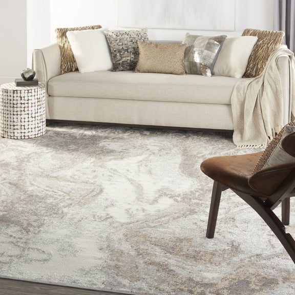 Nourison Elation Contemporary Modern Ivory Grey Area Rug