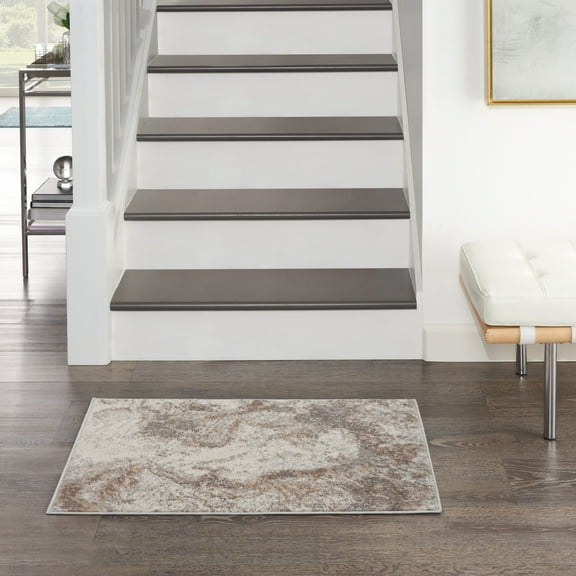 Nourison Elation Contemporary Modern Ivory Grey Area Rug