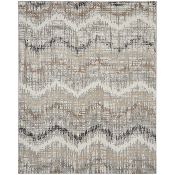 Nourison Elation Contemporary Rustic Grey Ivory Area Rug
