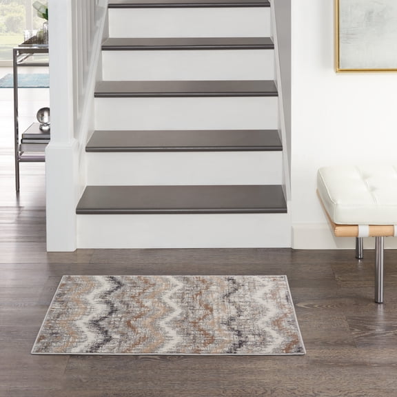 Nourison Elation Contemporary Rustic Grey Ivory Area Rug