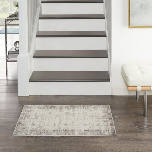 Nourison Elation Distressed Contemporary Ivory Grey Area Rug