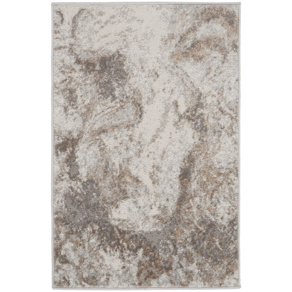 Nourison Elation Marbled Modern Indoor Rug Ivory Grey 2' x 3'