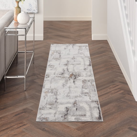 Nourison Elation Modern Abstract Grey Ivory Area Rug