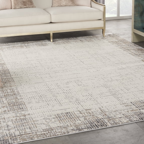Nourison Elation Modern Abstract Ivory Grey 10' x 14' Area Rug, (10x14)