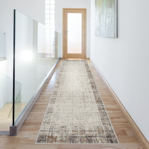 Nourison Elation Modern Abstract Ivory Grey 2'2" x 20' Area Rug, (2x20)