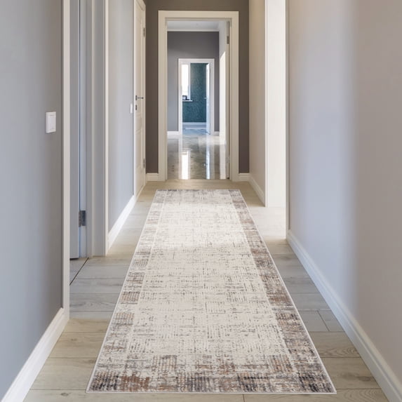 Nourison Elation Modern Ivory Grey 2'2" x 16' Area Rug (2x16)