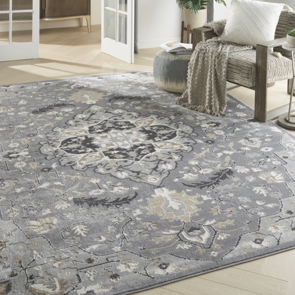 Nourison Elation Persian Grey 9' x 12' Area Rug, (9x12)