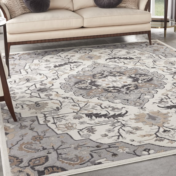 Nourison Elation Persian Ivory Grey 7'10" x 9'10" Area Rug, (8x10)