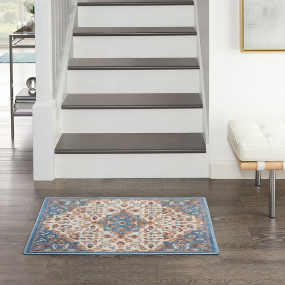 Nourison Elation Traditional French Country Ivory Blue Area Rug