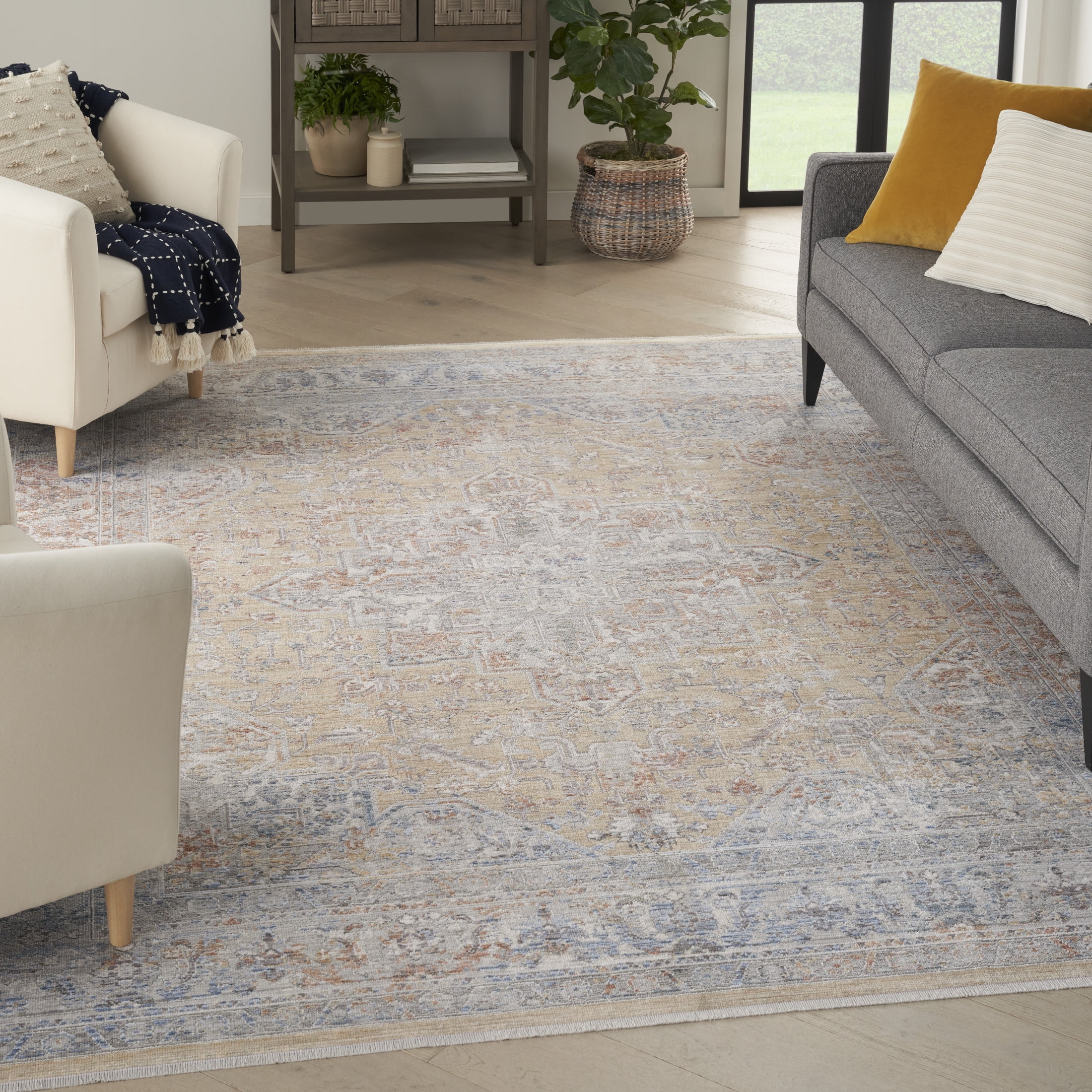 Nourison Elegant Heirlooms 7'10" x 10' Grey Gold Vintage Indoor Rug
