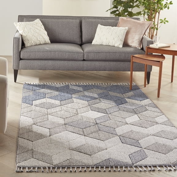 Nourison Elwood 48x74" Contemporary Polypropylene Area Rug - Gray/Slate