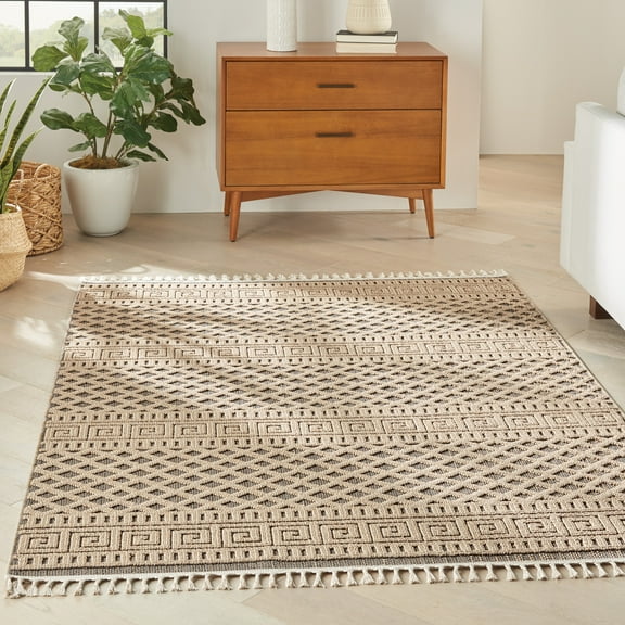 Nourison Elwood 48x74" Contemporary Polypropylene Area Rug in Mocha Brown