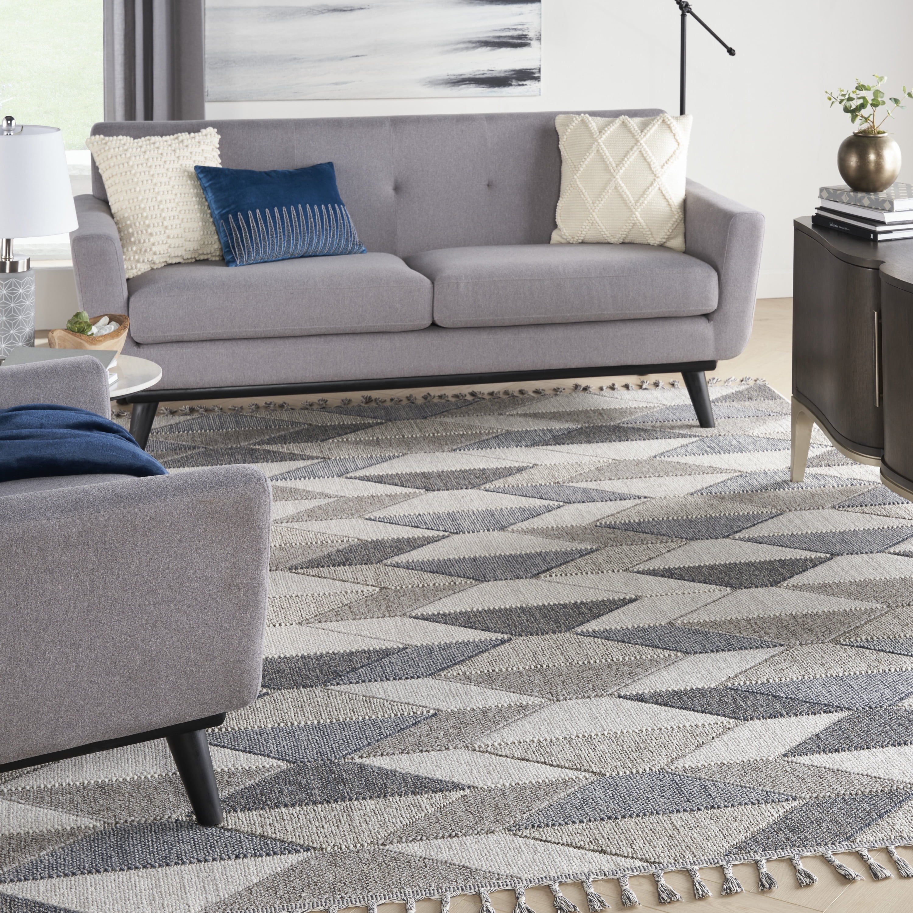 Nourison Elwood Modern Geometric Grey/Charcoal 7'10 Nourison Elwood Modern Geometric Grey/Charcoal 7'10