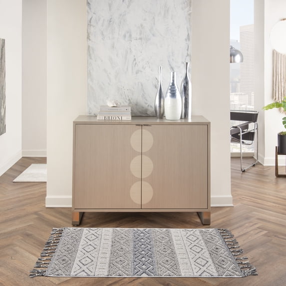 Nourison Elwood Modern Moroccan Ivory/Slate 2'2" x 4'5" Area Rug, (2' x 4')