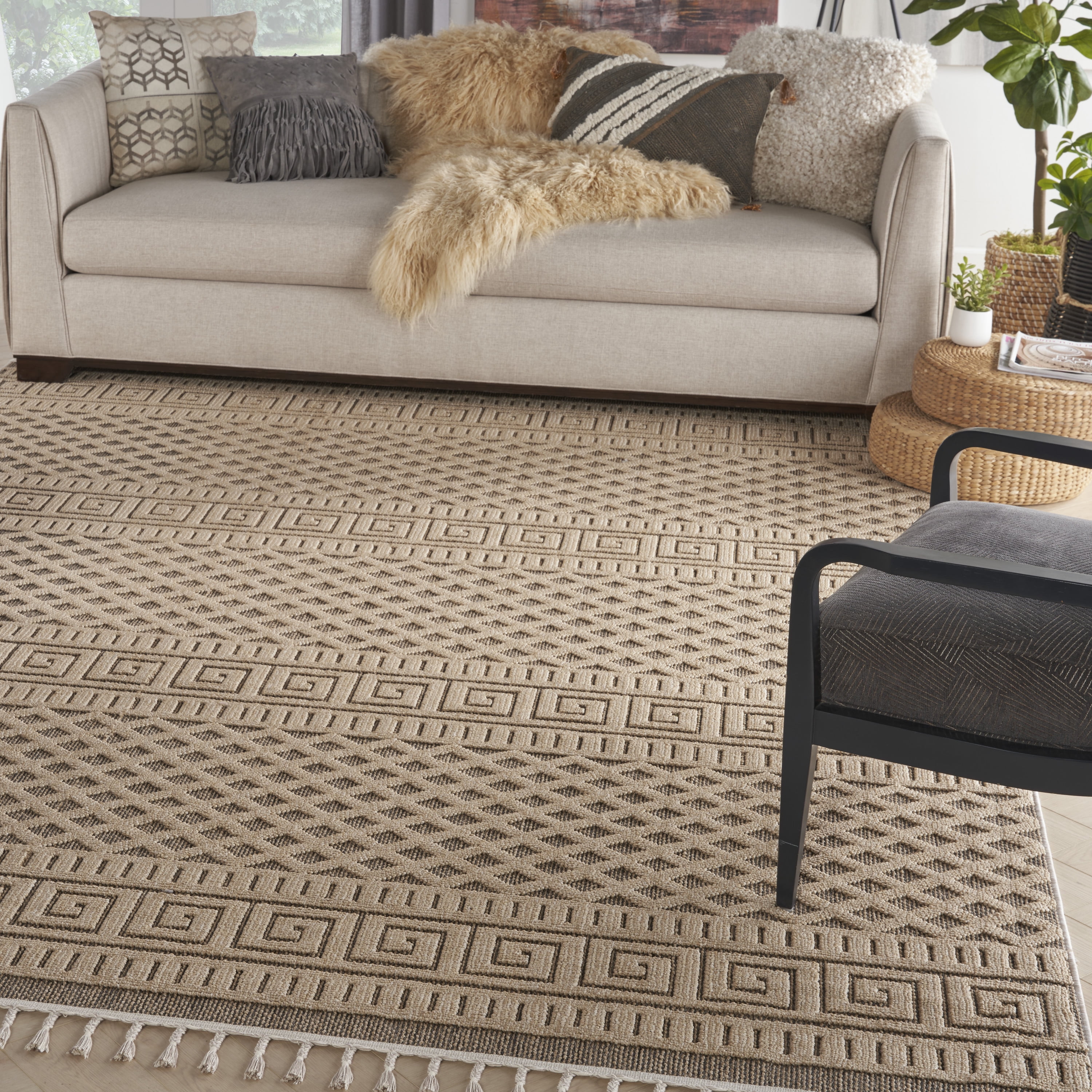 Nourison Elwood Moroccan Modern Mocha 9' x 12'2" Area Rug, (9' x 12')