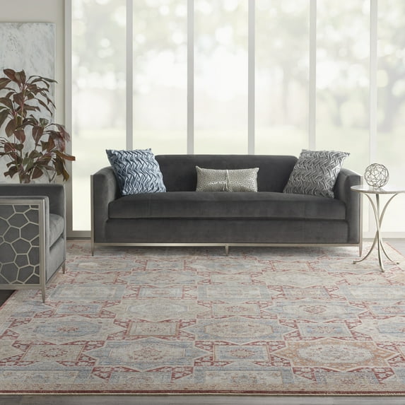 Nourison Enchanting Home Farmhouse & Country Blue/Brick 10' x 13' Area Rug, (10x13)