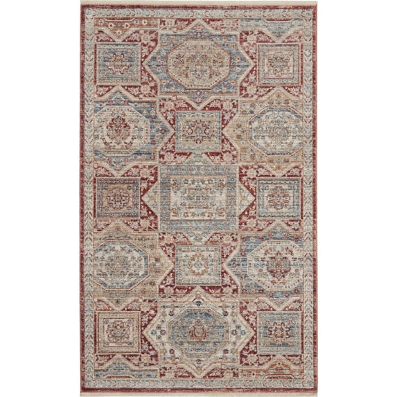 Nourison Enchanting Home ENH02 Area Rug - Blue/Brick 3' x 5'
