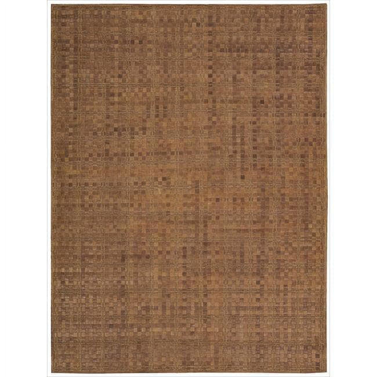 Hand-Woven Equestrian Saddle Brown 5' x 7' Leather Rug