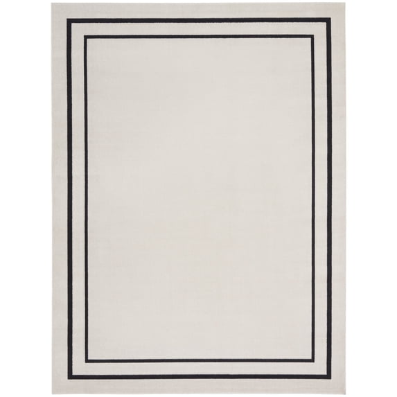 Nourison Essentials 10' x 14' Ivory/Black Contemporary Bordered Indoor/Outdoor Area Rug