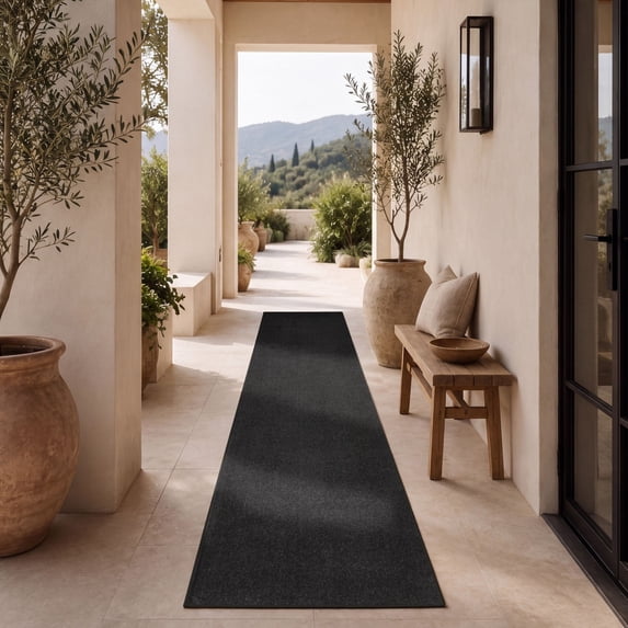 Nourison Essentials 2'2" x 10' Black Indoor/Outdoor Rug
