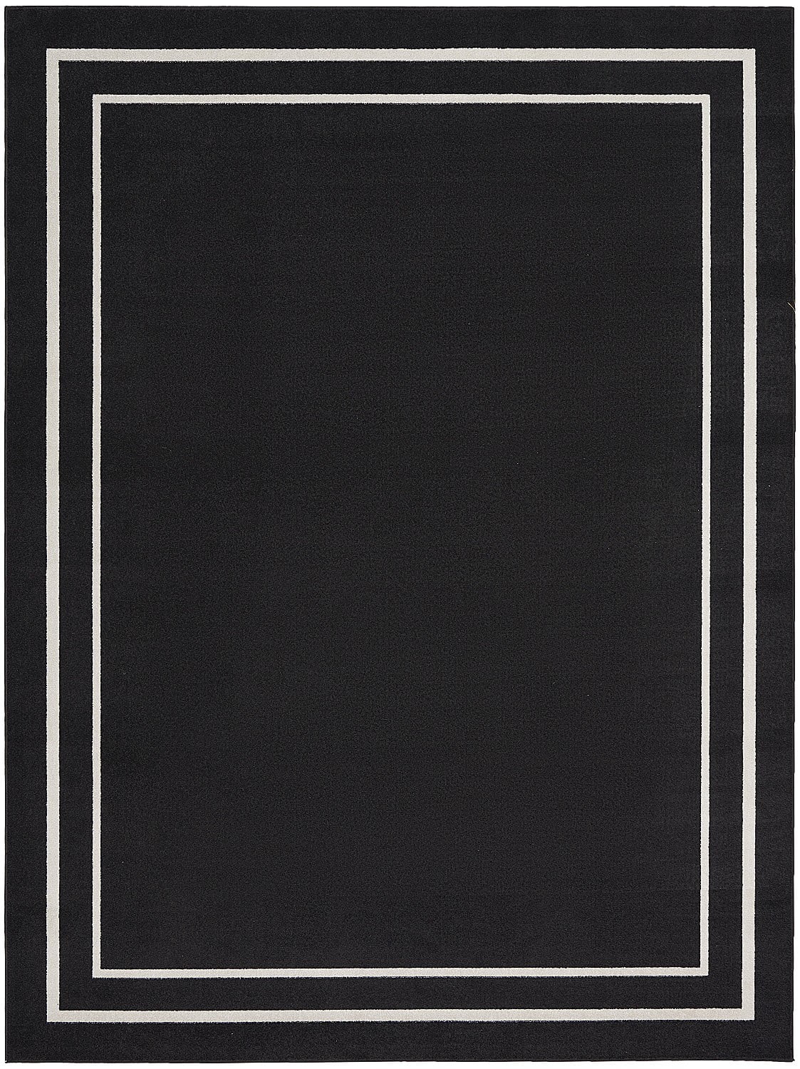 Nourison Essentials Bordered Indoor Outdoor Area Rug Black Ivory 7' x ...