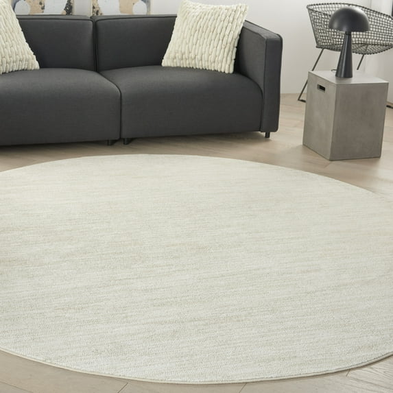 Nourison Essentials Easy Care Ivory Beige 10' x round Area Rug, (10 Round)