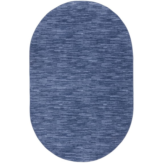 Nourison Essentials Easy Care Navy Blue 6' x 9'oval Area Rug, (6x9 Oval)