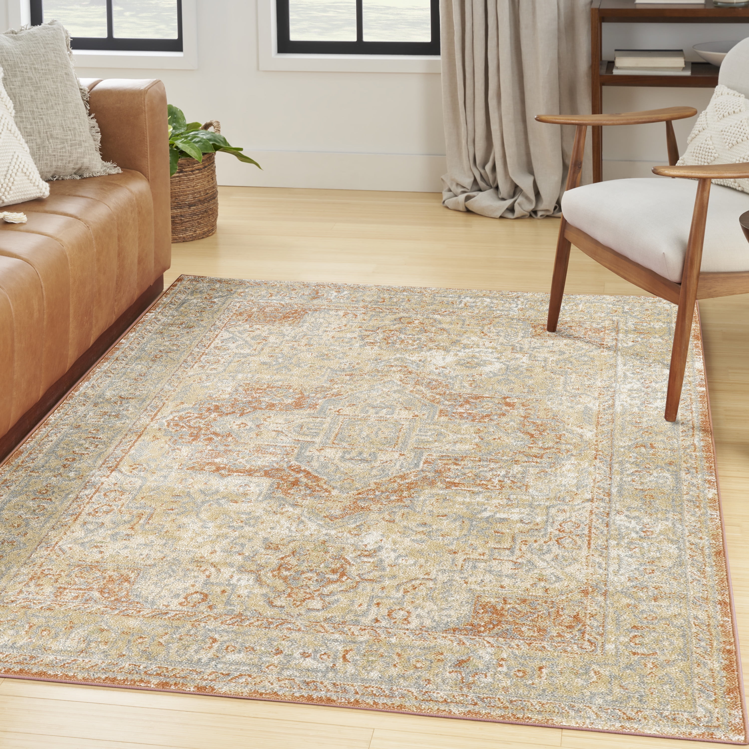 Nourison Essentials Indoor/Outdoor Beige Rust 4' x 6' Area Rug (4x6)