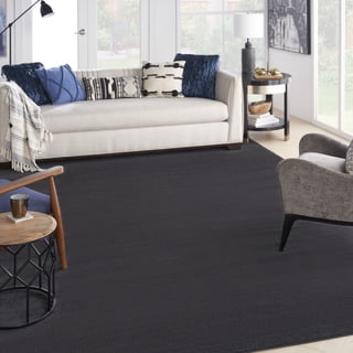 Nourison Essentials Indoor/Outdoor Black 10' x 14' Area Rug, (10x14)