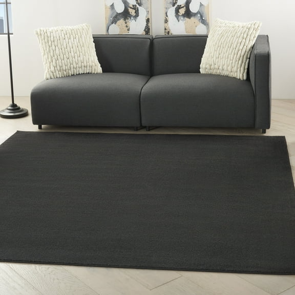 Nourison Essentials Indoor/Outdoor Black 7' x square Area Rug, (7 Square)