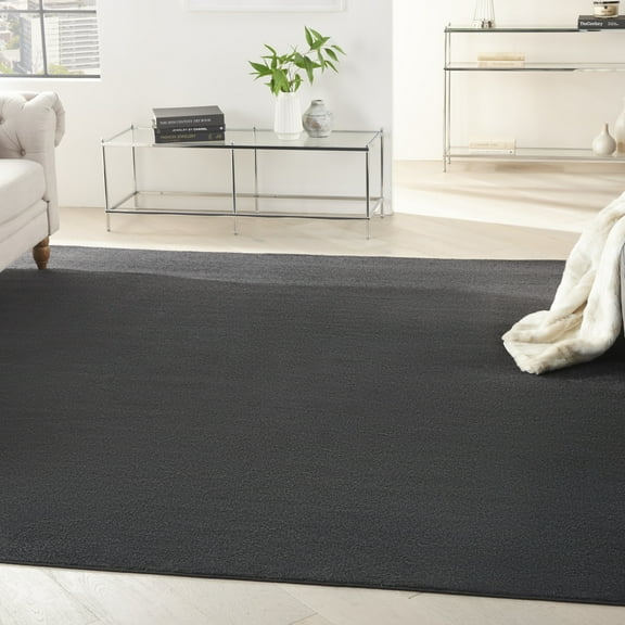 Nourison Essentials Indoor/Outdoor Black 9' x SQUARE Area Rug, (9 Square)