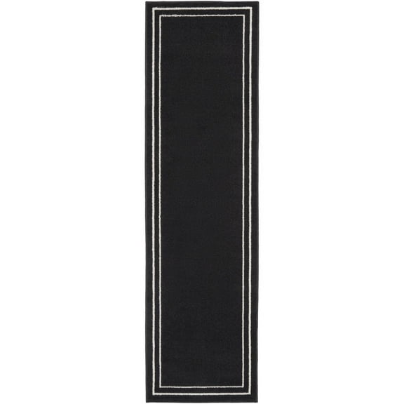 Nourison Essentials Indoor/Outdoor Black Ivory 2' x 6' Area Rug, (2x6)