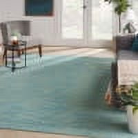 Nourison Essentials Indoor/Outdoor Blue Green 9' x 12' Area Rug, (9x12)