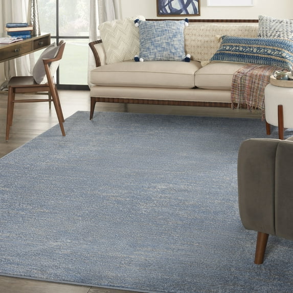 Nourison Essentials Indoor/Outdoor Blue/Grey 7' x 10' Area Rug, (7x10)