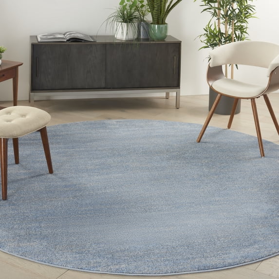 Nourison Essentials Indoor/Outdoor Blue/Grey 8' x round Area Rug, (8 Round)