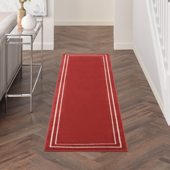 Nourison Essentials Indoor/Outdoor Brick/Ivory 2' x 6' Area Rug, (2x6)