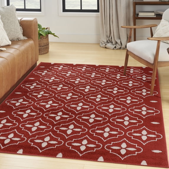 Nourison Essentials Indoor/Outdoor Brick Ivory 4' x 6' Area Rug (4x6)