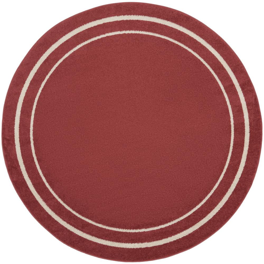 Nourison Essentials Indoor/Outdoor Brick/Ivory 4' x round Area Rug, (4 Round)