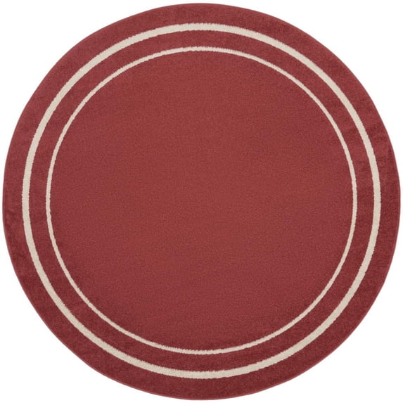 Nourison Essentials Indoor/Outdoor Brick/Ivory 4' x round Area Rug, (4 Round)