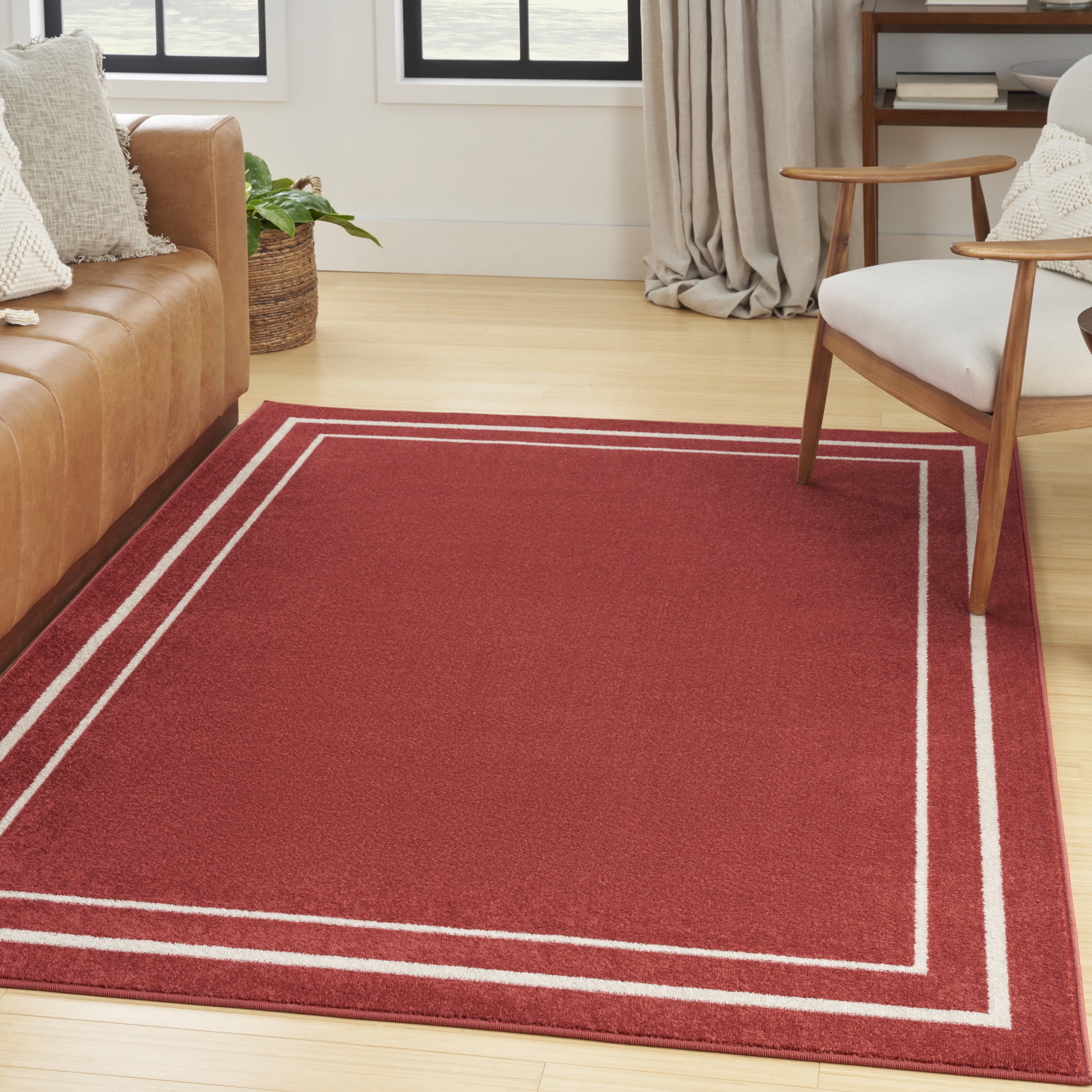 Brick and Ivory Reversible Synthetic Indoor/Outdoor Area Rug 5' x 7'
