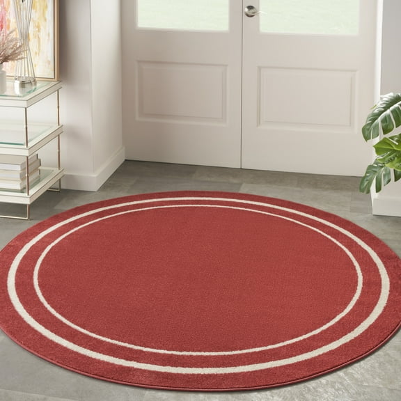 Nourison Essentials Indoor/Outdoor Brick/Ivory 6' x round Area Rug, (6 Round)