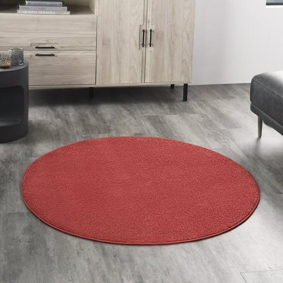 Nourison Essentials Indoor/Outdoor Brick Red 4' x round Area Rug, (4 Round)