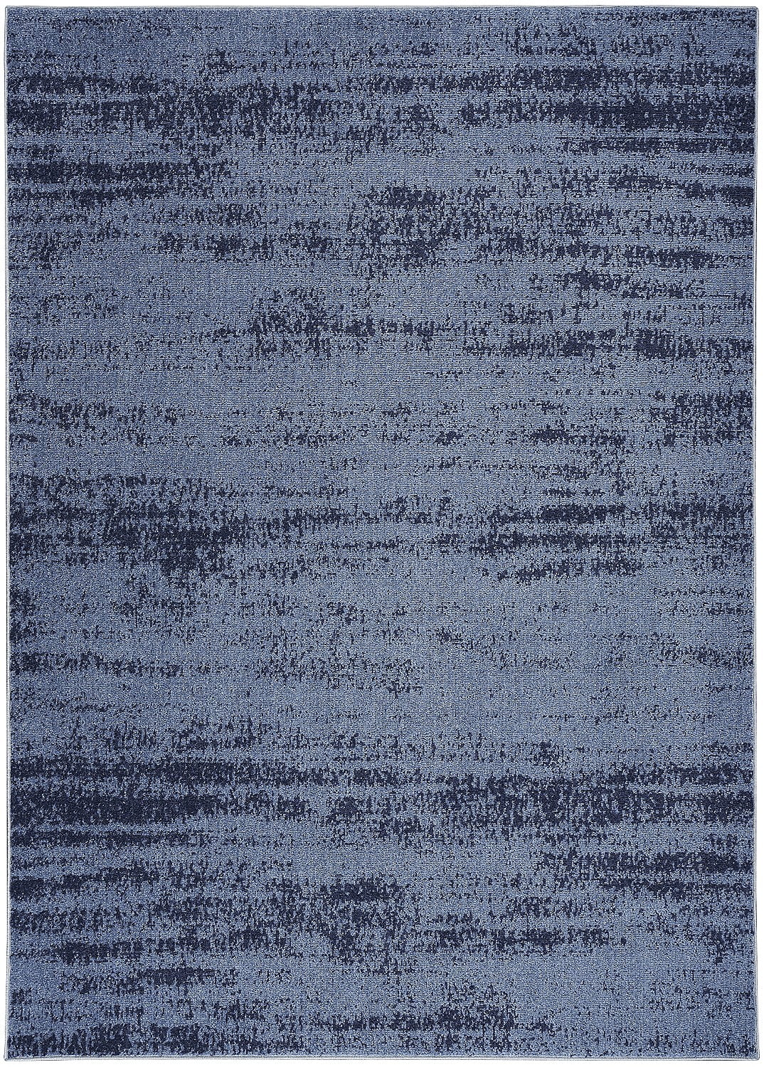 Denim Blue Abstract 4' x 6' Stain-Resistant Outdoor Rug