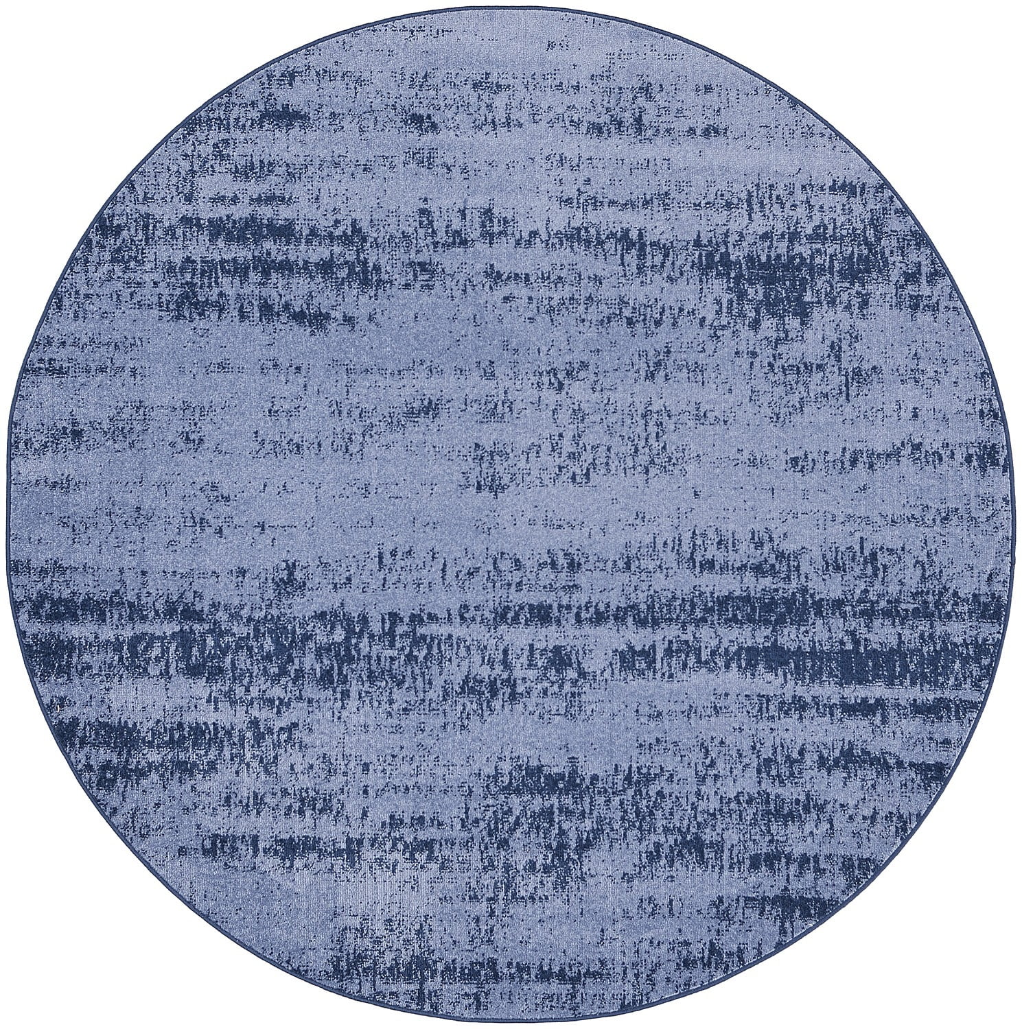 Denim Blue Round Abstract Outdoor Rug 4 ft